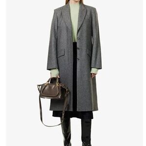 TWP Grey Cash Herringbone Wool And Cashmere-Blend Coat $1595 *New*